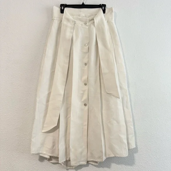 Vince - Belted linen-blend Midi Skirt Size M‎ - Picture 5 of 13